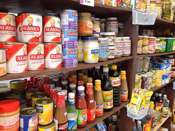 Canned foods and seasonings are available.