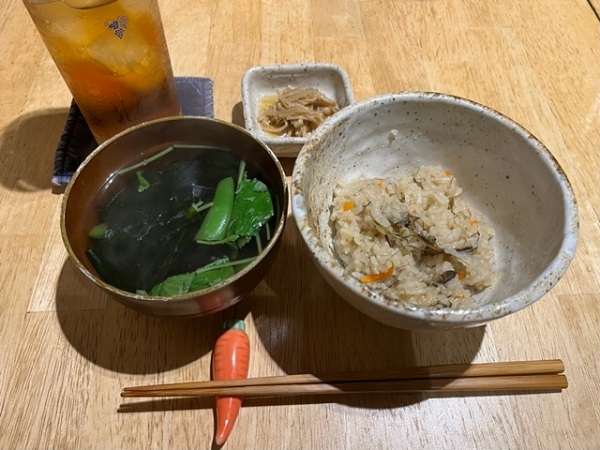 〆のご飯メニュー。こちらも季節ごとに具材が変わる。お米は奈良県産ひのひかり